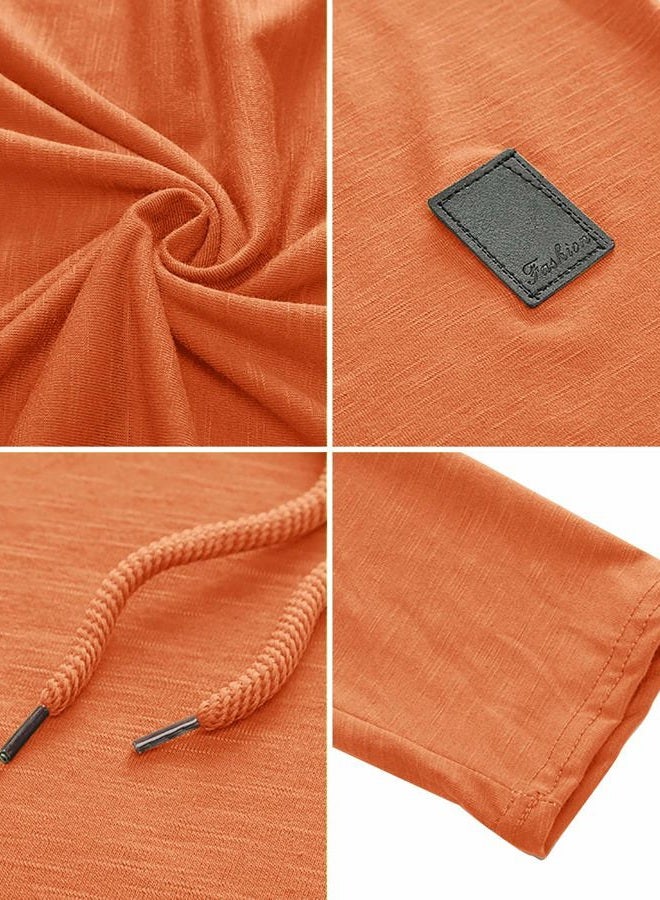 Lexiart Mens Fashion Athletic Hoodies Sport Sweatshirt Solid Color Fleece Pullover Orange, Orange, L - Image 5