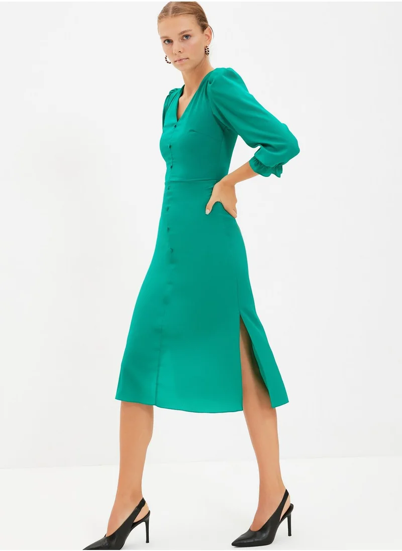 trendyol Puff Sleeve Button Detail Dress