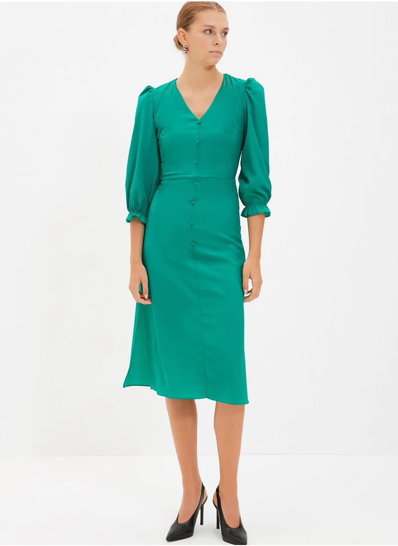 trendyol Puff Sleeve Button Detail Dress