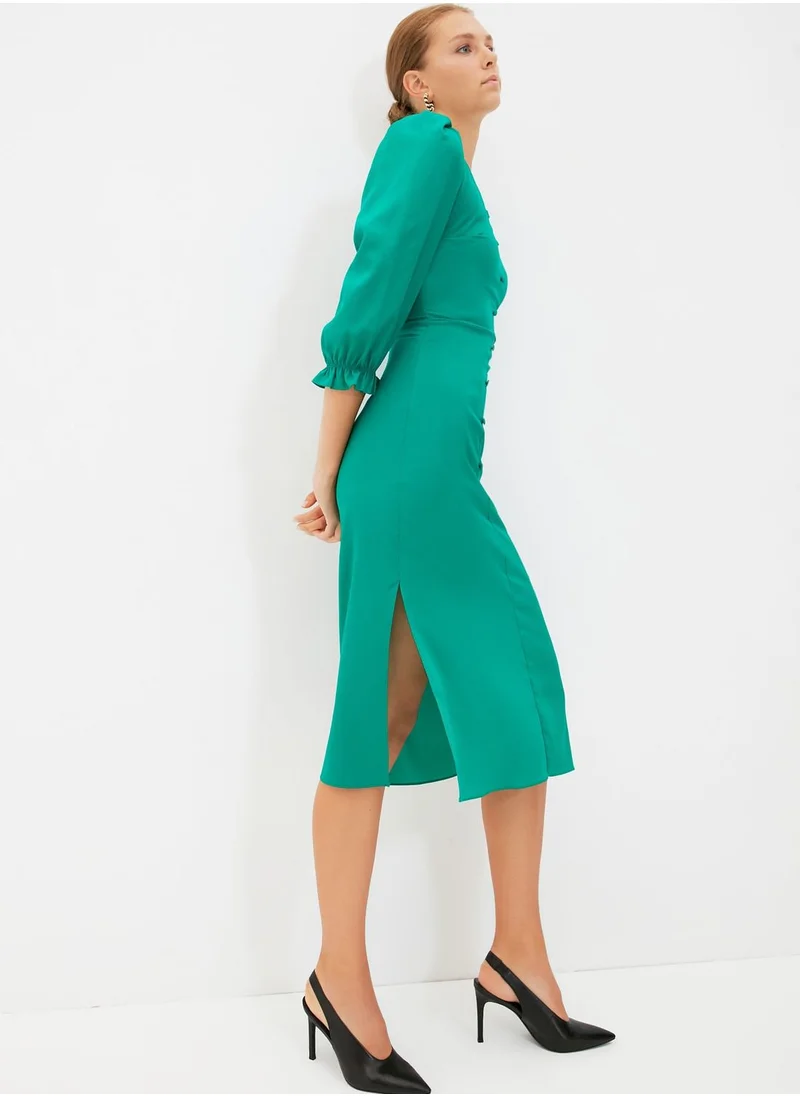 trendyol Puff Sleeve Button Detail Dress