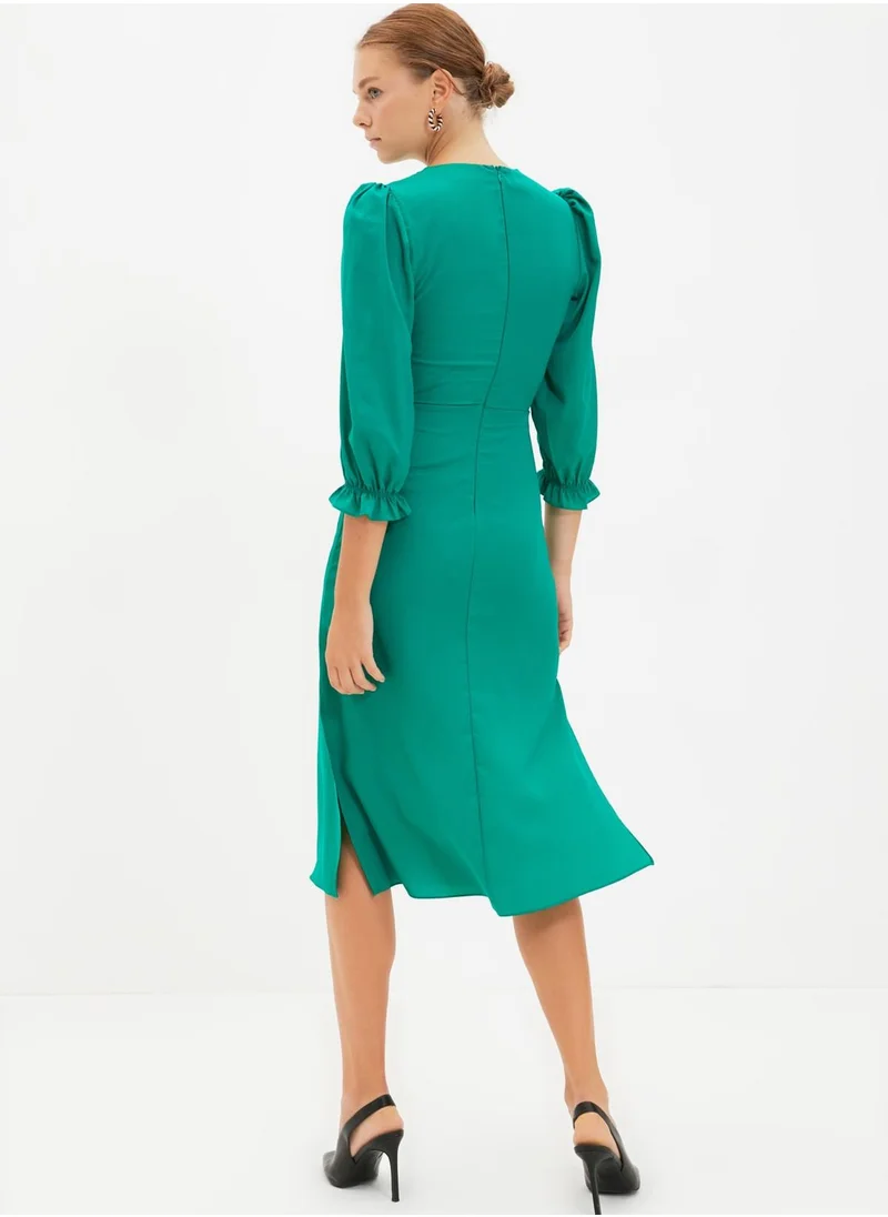 trendyol Puff Sleeve Button Detail Dress