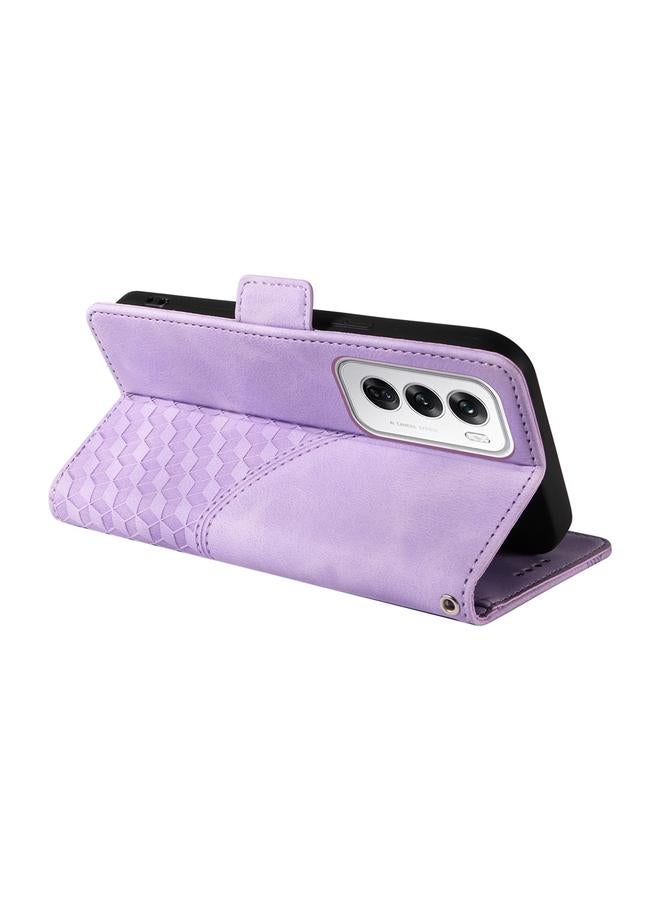 إيروريكس جراب هاتف OPPO Reno12 5G Global من الجلد المنقوش على شكل معين مرصع بالنجوم - Image 5