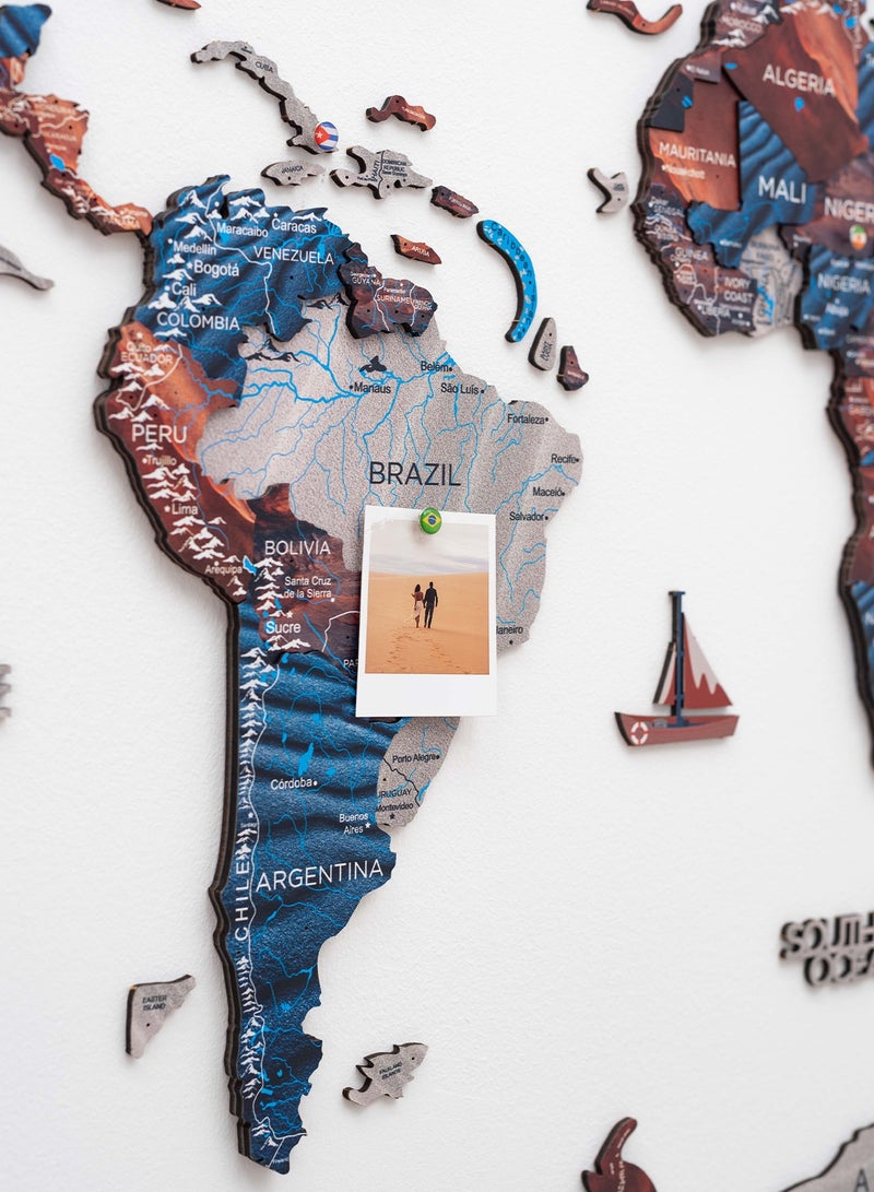 Enjoy The Wood Enjoy The Wood - 3D World Map in Dune Wall Art Wood Travel Decor 3D World Map On Board Wall Rustic Decoration Housewarming Gift - Dune Prime+  - Image 5
