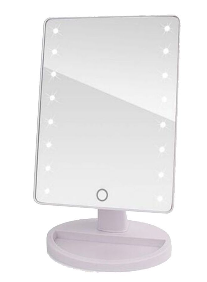 مرآة احترافية لوضع مستحضرات التجميل بشاشة مزودة بمصابيح LED تعمل باللمس أبيض