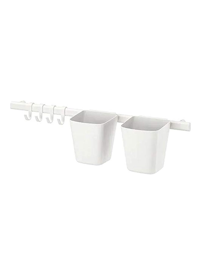 Ikea - Ikea Sunnersta Rail With 4 Hooks And 2 Containers  White - Image 1