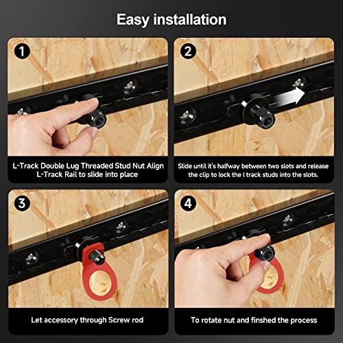 Onesnt 8 Pcs L-Track Double Lug Threaded Stud Nut Fitting Tie Down| Used with L Track Rail for Truck Bed,Trailer Cargo Control,Pickup,RV,ATV,Bearing 6000 LBS Heavy Duty Steel - Image 3