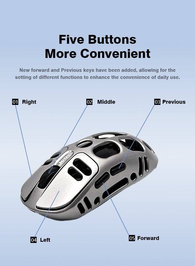 Wireless Bluetooth Gaming Mouse for PC, Mac, Laptop, Desktop, smartphone, tablet, Computer Mice with 2.4Ghz USB Receiver, 800/1200/1600 DPI, Gray - Image 3