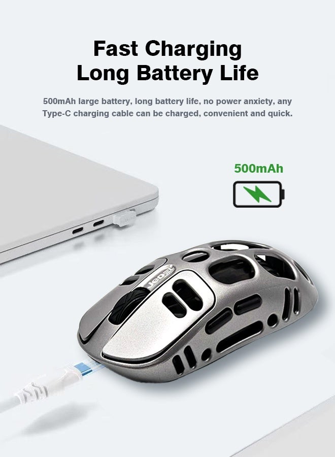 Wireless Bluetooth Gaming Mouse for PC, Mac, Laptop, Desktop, smartphone, tablet, Computer Mice with 2.4Ghz USB Receiver, 800/1200/1600 DPI, Gray - Image 4