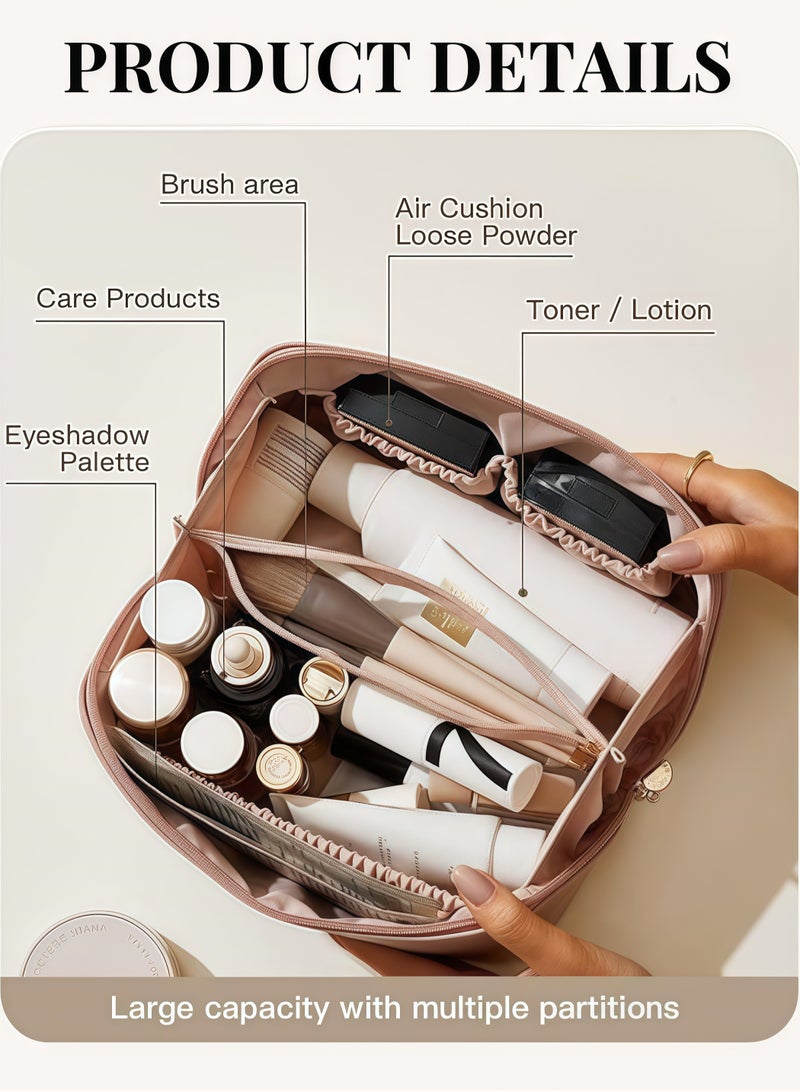 Cosmetic Bag for Women with Hanging Hook, Toiletry Bags, Waterproof Makeup Storage, Portable Cortex Wash Bag, Travel Organizer Case (Pink) - Image 3