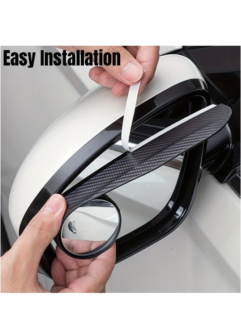 2pcs Car Blind Spot Mirror, Rearview Mirror Rain Eyebrow Multifunctional 2-in-1, Rain Covering For Rainy Days, Expanding View, Safety Driving - Image 2