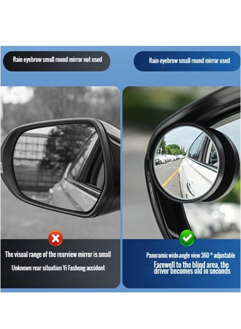 2pcs Car Blind Spot Mirror, Rearview Mirror Rain Eyebrow Multifunctional 2-in-1, Rain Covering For Rainy Days, Expanding View, Safety Driving - Image 5
