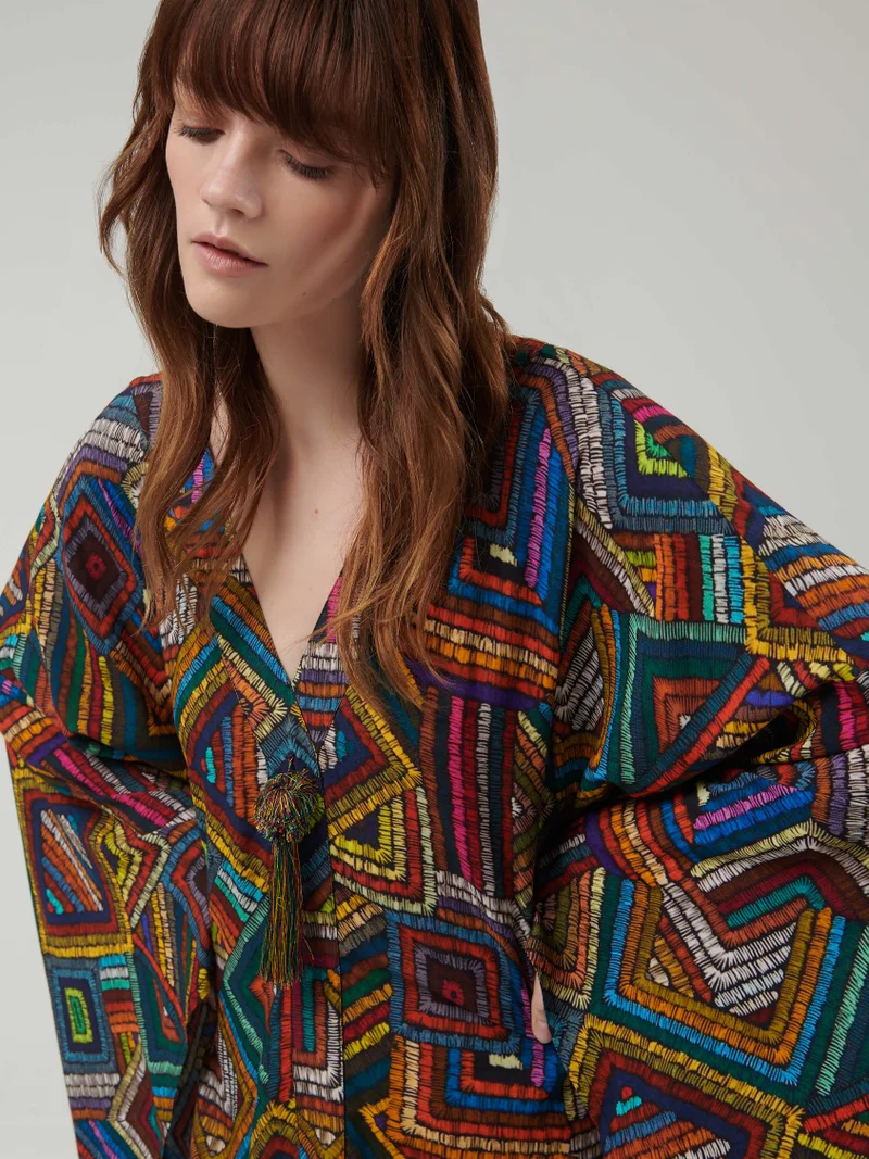 leem Scribbles Print Kaftan