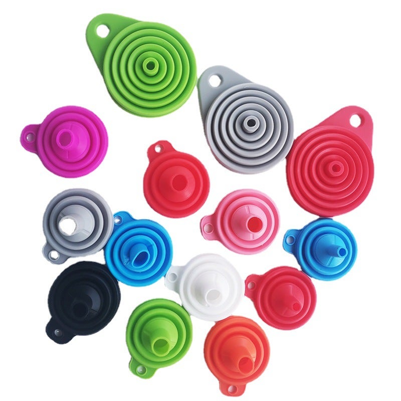 Foldable Silicone Liquid Funnel Red 