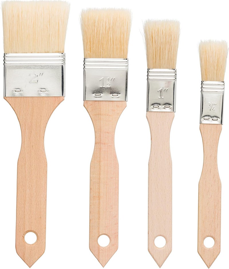 REDECKER Pastry Brushes Set with Untreated Beechwood Handles, 4 Different Sizes, Multi-purpose Brushes with Natural Boar Bristles for Basting, Glazing and More, Made in Germany - Image 1