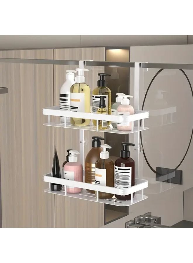 Black Double Layer Shower Door Rack Storage Basket for Bathroom Kitchen - Image 2