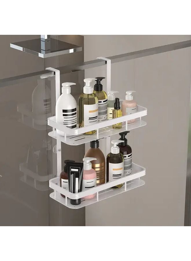Black Double Layer Shower Door Rack Storage Basket for Bathroom Kitchen - Image 4