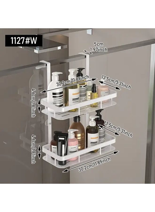 Black Double Layer Shower Door Rack Storage Basket for Bathroom Kitchen - Image 3