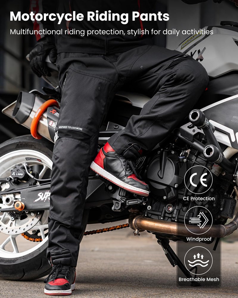 ILM Motorcycle Riding Pants Men CE Armored Motocross Touring All Season Protective P04 (L,32L) - Image 2