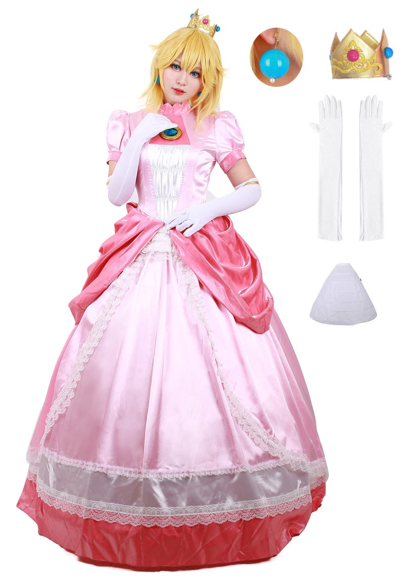 miccostumes Womens Costume Princess Cosplay Dress Deluxe Full Set with Crown Petticoat Earrings and Gloves Medium