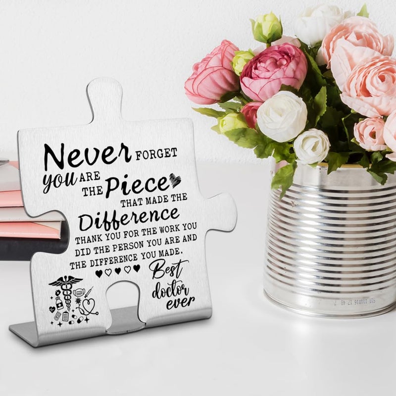 FOKCBOCM Doctor Appreciation Gifts for Women Men, Going Away Gift Retirement Gift for Doctor Coworker, Never forget you are the Piece that Made the Difference, Thank You Doctor Plaque-DX141 - Image 3