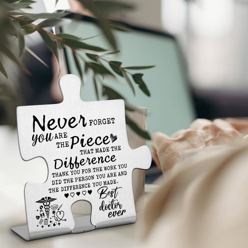 FOKCBOCM Doctor Appreciation Gifts for Women Men, Going Away Gift Retirement Gift for Doctor Coworker, Never forget you are the Piece that Made the Difference, Thank You Doctor Plaque-DX141 - Image 2