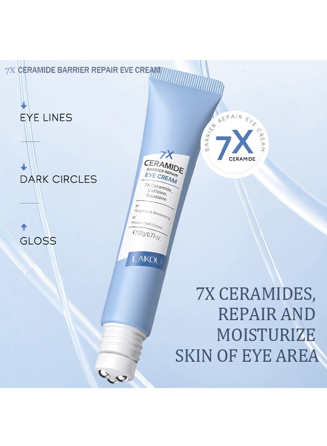 لايكو كريم العين لإصلاح حاجز السيراميد 7X ، كريم السيراميد تحت العين ، كريم العين المرطب المضاد للشيخوخة للتجاعيد ، كريم تجاعيد العين مع رأس التدليك ، كريم العين للهائرال السوداء للنساء والرجال ، مرطب العين لجميع أنواع البشرة 20 جرام - Image 2