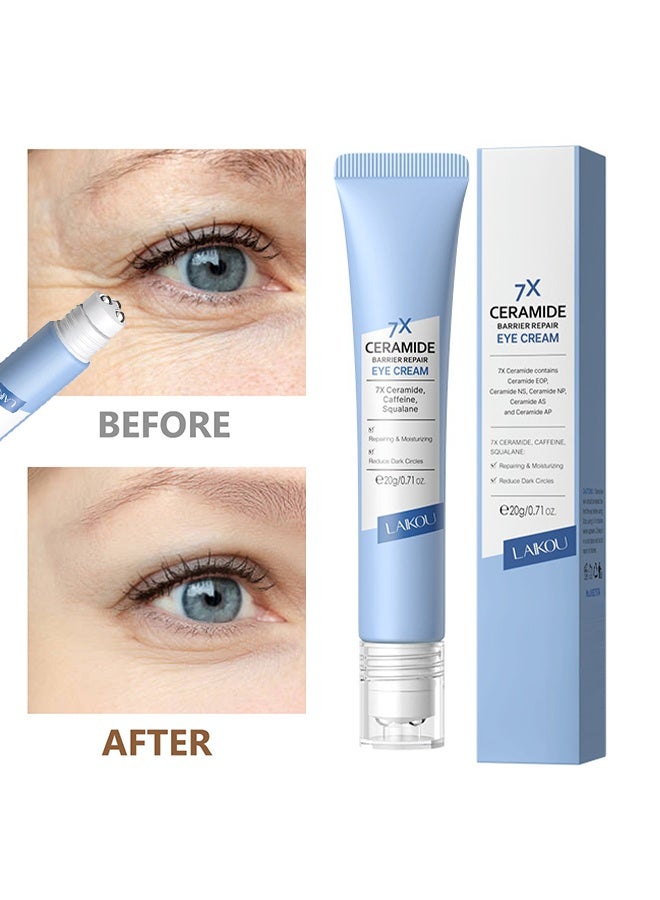 لايكو كريم العين لإصلاح حاجز السيراميد 7X ، كريم السيراميد تحت العين ، كريم العين المرطب المضاد للشيخوخة للتجاعيد ، كريم تجاعيد العين مع رأس التدليك ، كريم العين للهائرال السوداء للنساء والرجال ، مرطب العين لجميع أنواع البشرة 20 جرام - Image 1