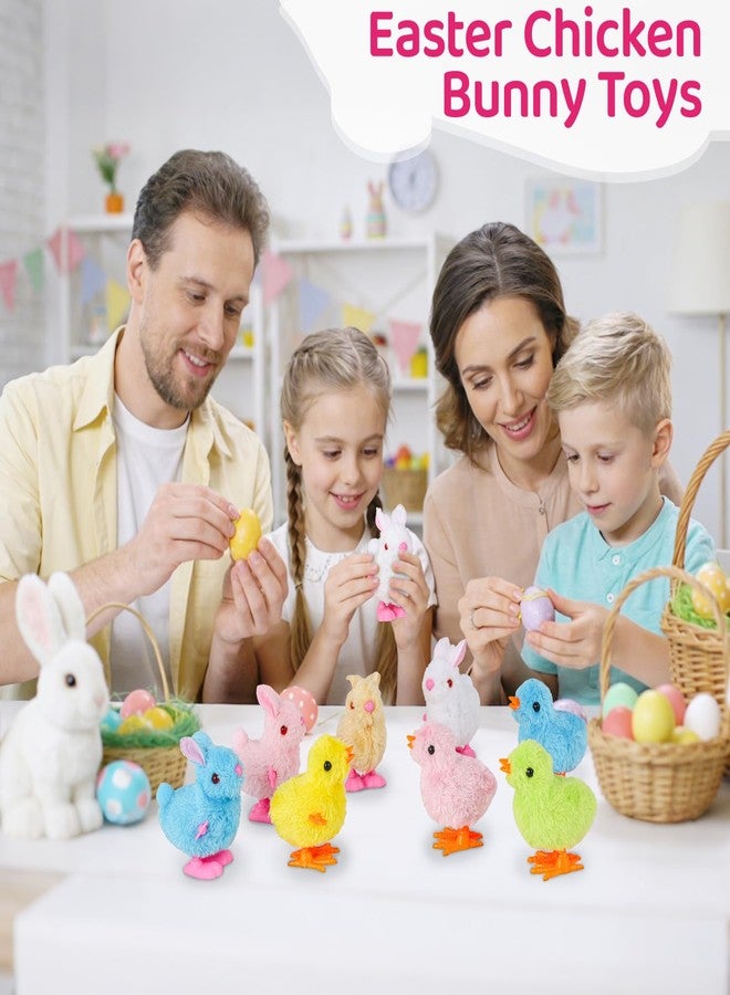 Babelshar 4 PCS Easter Wind Up Chick Toys Plush Jumping Bunny Toy Hopping Animals Clockwork Windup Rabbit Birthday Easter Basket Stuffers Party Favors for Kids Toddlers - Image 4