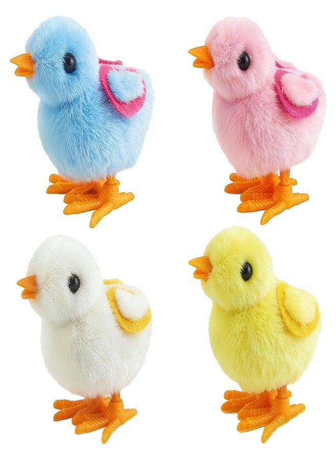Babelshar 4 PCS Easter Wind Up Chick Toys Plush Jumping Bunny Toy Hopping Animals Clockwork Windup Rabbit Birthday Easter Basket Stuffers Party Favors for Kids Toddlers - Image 1