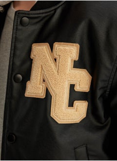 DeFacto Water-Repellent Detachable Hood Snap-Up Double Pocket Bomber Faux Leather Lightweight Jacket  - Image 4