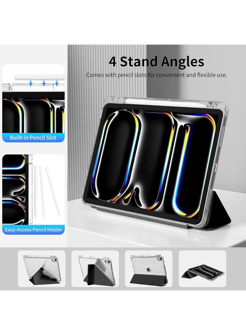 phomemo Case for iPad (A16) 11th Generation 11 Inch 2025/iPad 10th Generation 10.9 Inch 2022, Slim Stylish Clear iPad Case with Pencil Holder, Mutil Angles Folding Y-Shaped Stand Cover, Black - Image 3