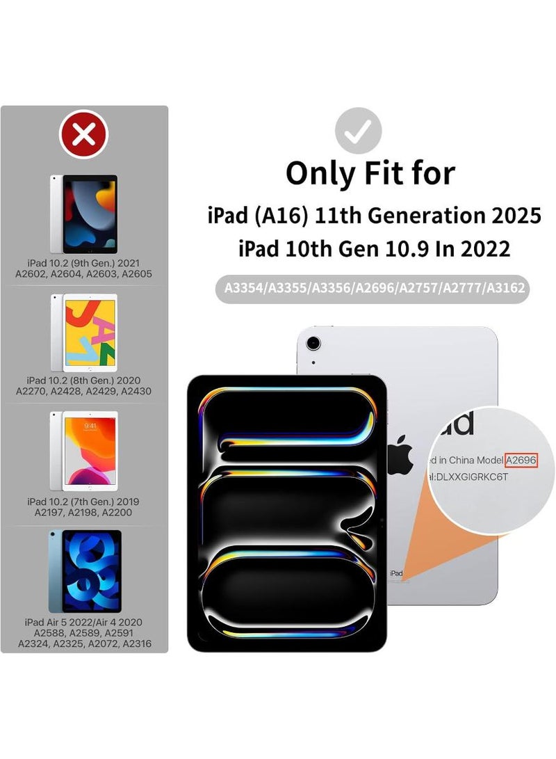 phomemo Case for iPad (A16) 11th Generation 11 Inch 2025/iPad 10th Generation 10.9 Inch 2022, Slim Stylish Clear iPad Case with Pencil Holder, Mutil Angles Folding Y-Shaped Stand Cover, Black - Image 2