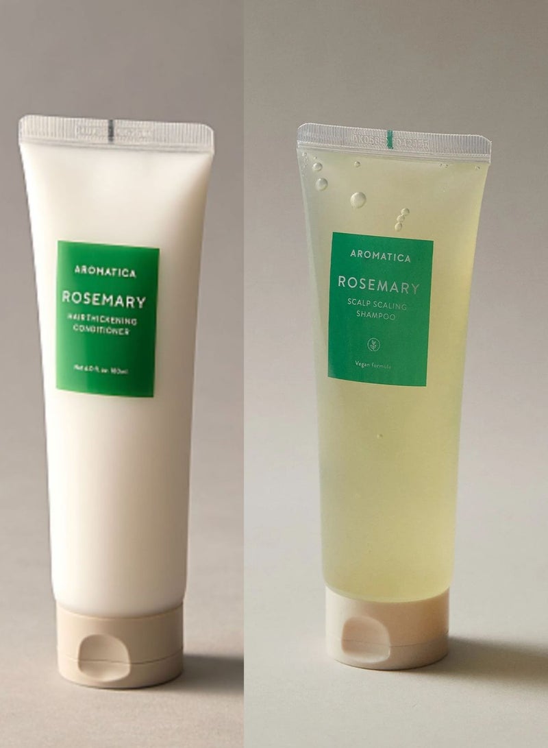 AROMATICA Rosemary Scalp Scaling Shampoo & Hair Thickening Conditioner Set 180ml each. - Image 1