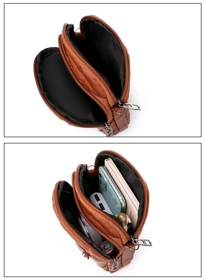 WAOKN - Women's Soft Leather European and American Style Shoulder Bag Mature Fashion Retro Messenger Bag - Image 1