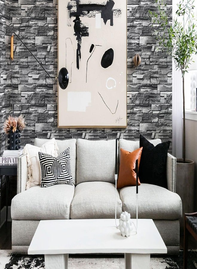 Timeet Brick Stone Wallpaper Peel and Stick Wallpaper Faux Stone Contact Paper 17.3"x118.11" Brick Wallpaper Self Adhesive Removable Wallpaper for Bedroom Living Room Wall Decor - Image 3