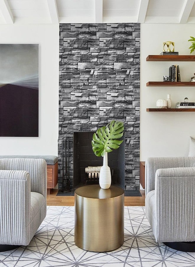 Timeet Brick Stone Wallpaper Peel and Stick Wallpaper Faux Stone Contact Paper 17.3"x118.11" Brick Wallpaper Self Adhesive Removable Wallpaper for Bedroom Living Room Wall Decor - Image 5