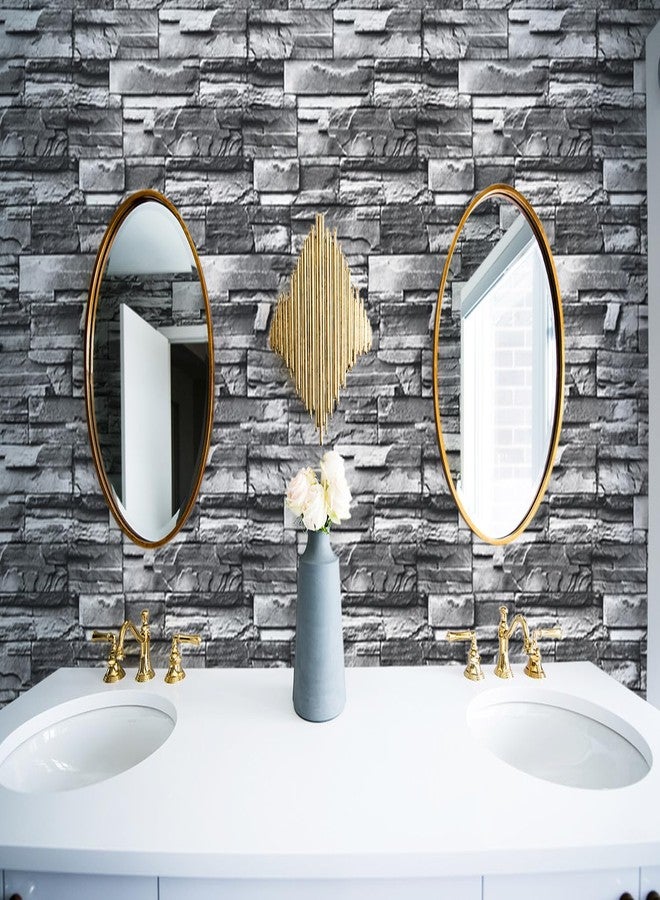 Timeet Brick Stone Wallpaper Peel and Stick Wallpaper Faux Stone Contact Paper 17.3"x118.11" Brick Wallpaper Self Adhesive Removable Wallpaper for Bedroom Living Room Wall Decor - Image 4
