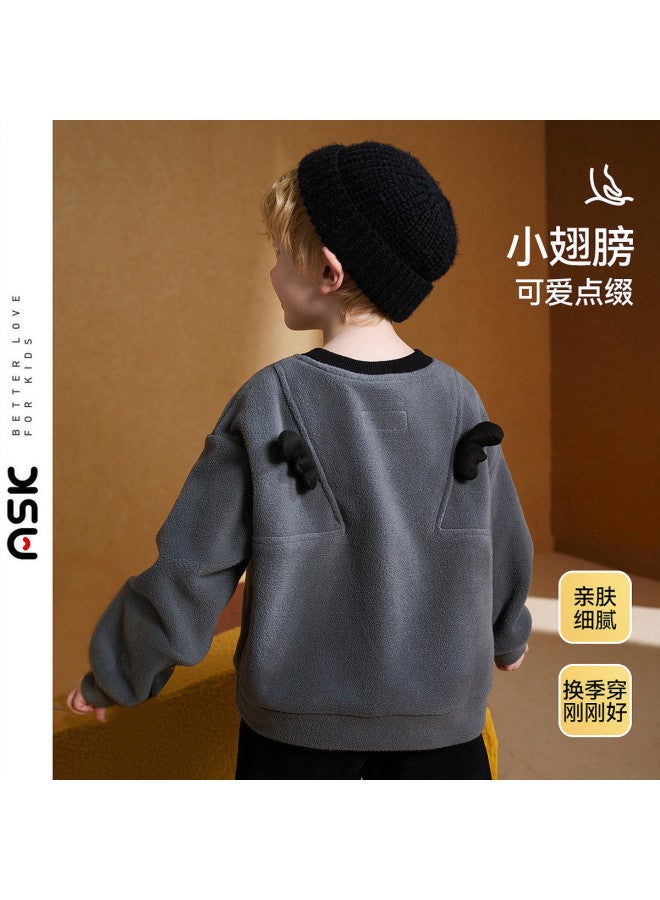 ASK JUNIOR هودي أولاد 25 خريف وصول جديد مريح من بولار فليس بأجنحة صغيرة هودي بكتف منخفض - Image 2