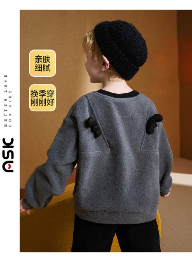 ASK JUNIOR هودي أولاد 25 خريف وصول جديد مريح من بولار فليس بأجنحة صغيرة هودي بكتف منخفض - Image 1