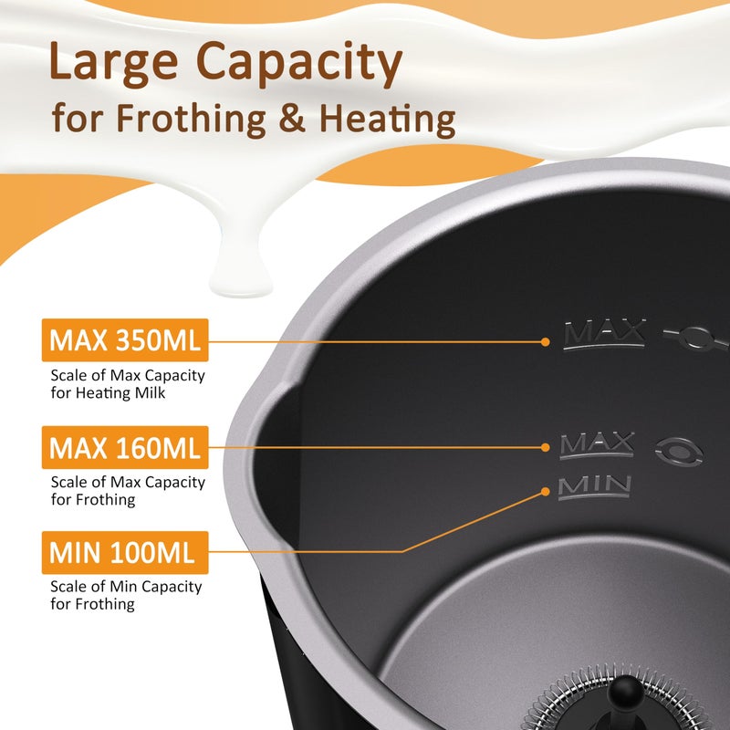 JackCao Milk Frother, 4 in 1 Electric Milk Steamer for Coffee with Temperature Display, 11.8oz/350ml Detachable Automatic Milk Warmer and Cold Foam Maker for Coffee, Latte, Cappuccino - Image 3