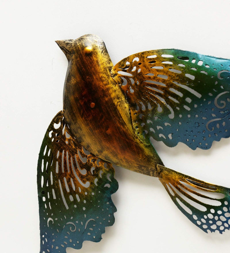 Medieval Arts Birds Decorative Iron Wall Hanging Showpiece Set of 3 (Multicolour, Medium) - Image 4