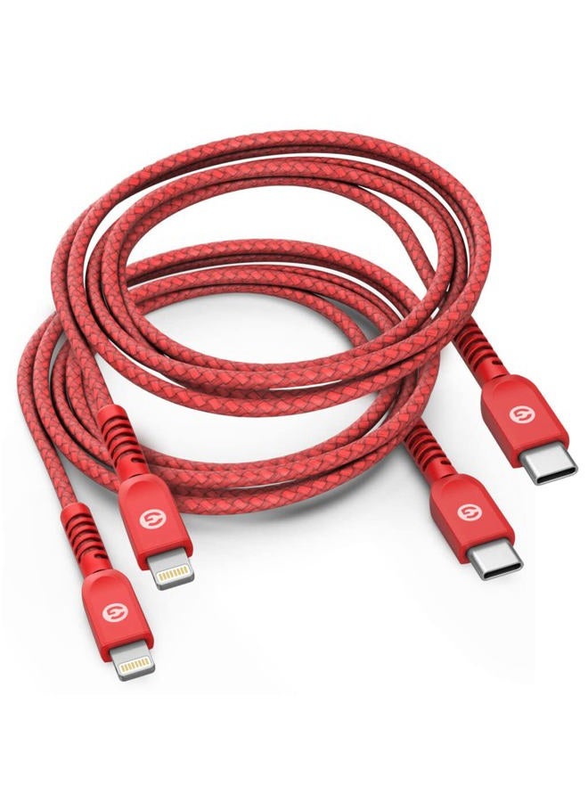 GALVANOX Braided Nylon Lightning to USB C Cable [2 Pack] 5 FT Apple MFi Certified Fast Charging iPhone Charger for iPhone 11/12/13/14 Pro Max (Red) - Image 1