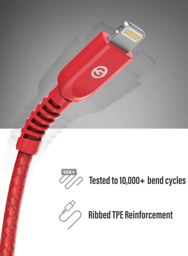 GALVANOX Braided Nylon Lightning to USB C Cable [2 Pack] 5 FT Apple MFi Certified Fast Charging iPhone Charger for iPhone 11/12/13/14 Pro Max (Red) - Image 4