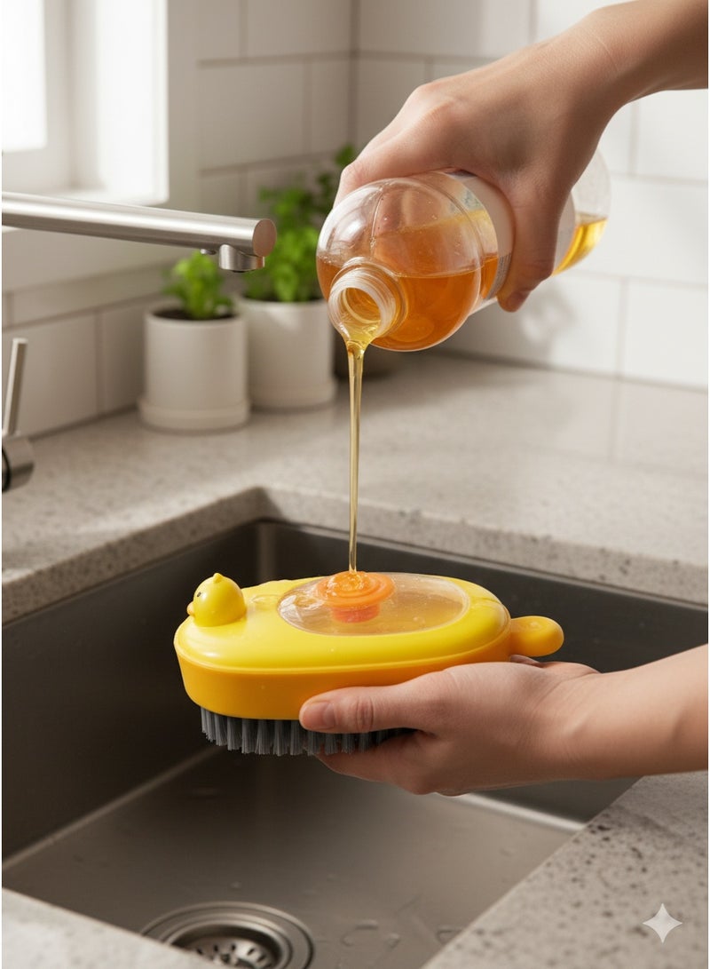 فرشاة غسيل الأطباق مع موزع صابون لتنظيف الأواني والحوض - Image 3