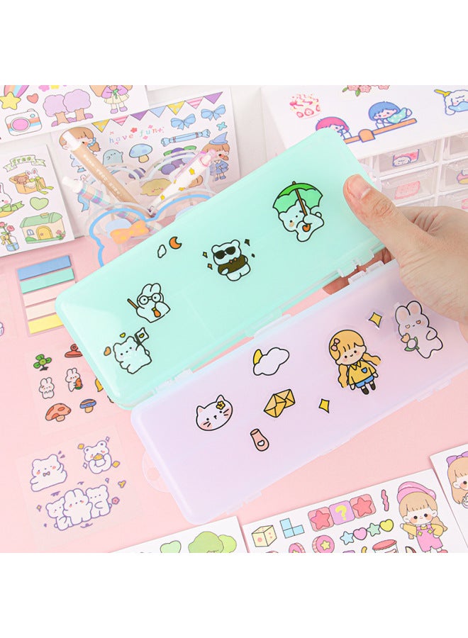 HELPS Double Layer Stationery Box Transparent Frosted Large Capacity Plastic Pencil Box Can Be Diy Primary And Secondary School Stationery Storage Box - Image 4