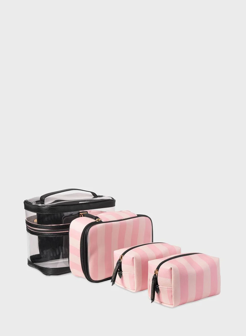 Victoria's Secret Stripe 4-In-1 Cosmetic Bag