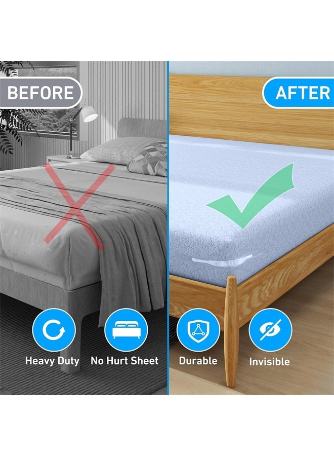 HOMESTAR Bed Sheet Holders with Lock Straps, Keep Sheets Firm and Tight, No More Loose Sheets with Installation, Universal Corner Fasteners, White, Set of 4 - Image 5