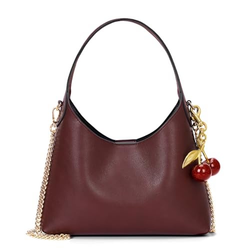 JQWSVE Small Hobo Bags for Women Cherry Shoulder Bag Purse Faux Leather Tote Handbag Trendy Chain Crossbody Bag - Image 1
