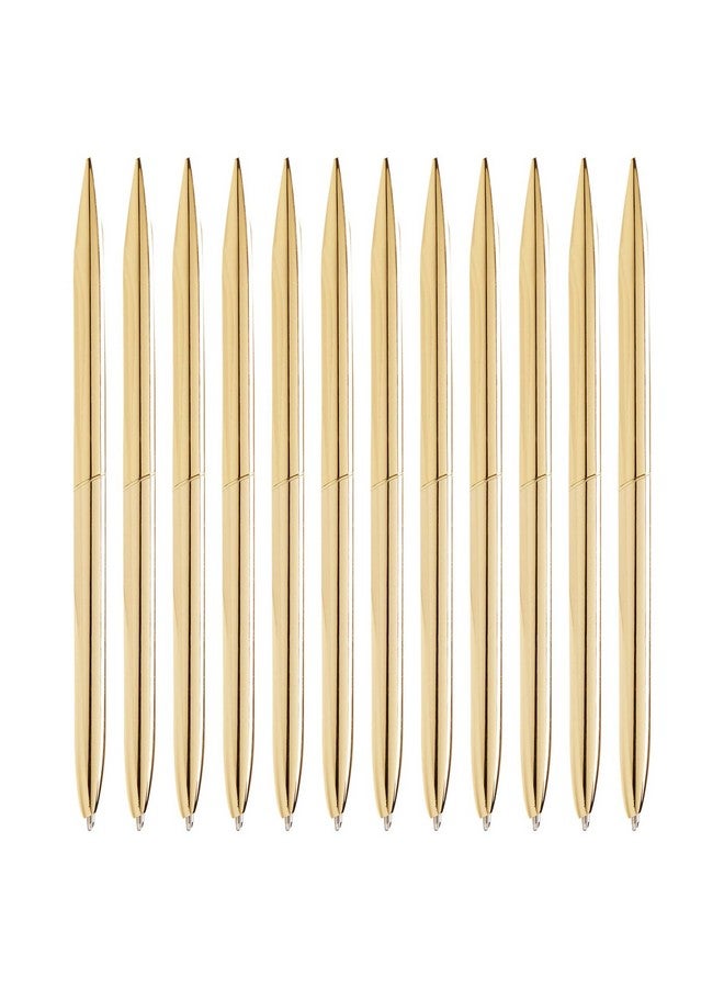 12 Pack Gold Ballpoint Pens For Wedding Guest Book, Bulk Office Supplies, Black Ink, 1Mm Medium Point (Metallic, 6.4 In)