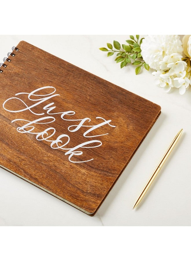 12 Pack Gold Ballpoint Pens For Wedding Guest Book, Bulk Office Supplies, Black Ink, 1Mm Medium Point (Metallic, 6.4 In)